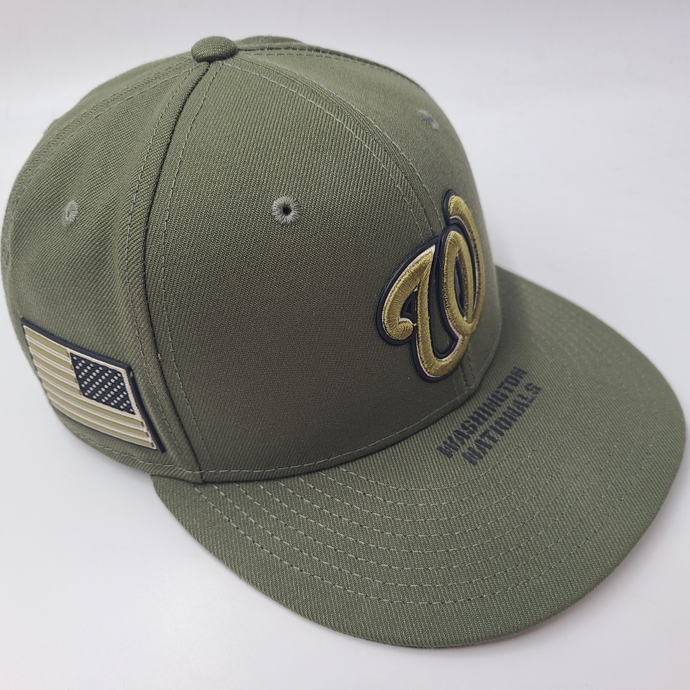 Washington Nationals Hat Fitted 7 1/4 New Era 59Fifty Green MLB Armed Forces Day